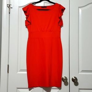 Knee length dress with ruffle cap sleeves from The Limited